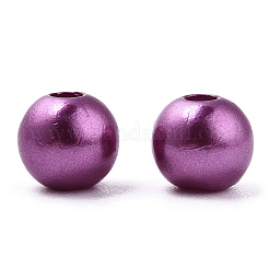 スプレー塗装 abs 樹脂プラスチック模造パール ビーズ  ラウンド  パープル  6x5.5mm  穴：1.8mm  約4540個/ 500 G&nbsp;OACR-T015-05A-11