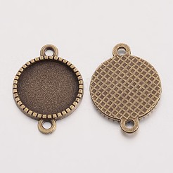 Tibetan Style Alloy Flat Round Cabochon Connector Settings&nbsp;X-TIBE-Q038-001C-AB-NR