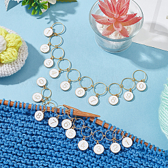 2Pcs 2 Style Alloy Enamel Flat Round Charm Knitting Row Counter Chains&nbsp;HJEW-NB0001-87A
