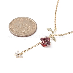 Alloy Enamel Rose with Butterfly Lariat Necklaces with 304 Stainless Steel Chains&nbsp;NJEW-JN04321