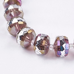 電気メッキガラスビーズセット  色  多面カット  ロンデル  ミックスカラー  11~11.5x7.5~8.5mm  穴：1.5~2mm&nbsp;LAMP-K029-10