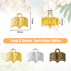 150本3色合金チャーム  本  ミックスカラー  11x12x3.5mm  穴：2mm  50個/カラー&nbsp;FIND-DC0001-95