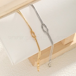 シンプルな合金ラブノットカップルブレスレットセット2個  プラチナ·ゴールデン  9-1/8インチ（23cm）&nbsp;PW-WGF0160-01