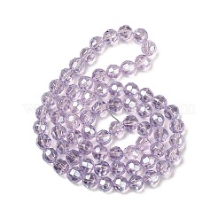 電気メッキガラスビーズセット  多面カット  ラウンド  プラム  8.5mm  穴：1.2mm  約68~70個/連  20.47~21.65インチ（52~55cm）&nbsp;EGLA-Q129-01B
