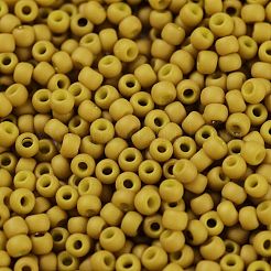 TOHOラウンドシードビーズ  日本製シードビーズ  （1623f）ゴールドライニングマスタード光沢マット  11/0  2.2mm  穴：0.8mm  約1110PCS /ボトル  10 G /ボトル&nbsp;SEED-JPTR11-1623F