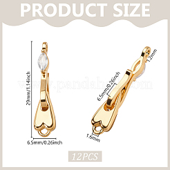真鍮ラインストーンフックとS字フック留め具12個  ゴールドカラー  29x6.5x6.5mm  穴：1.2~1.6mm&nbsp;KK-PH0013-69