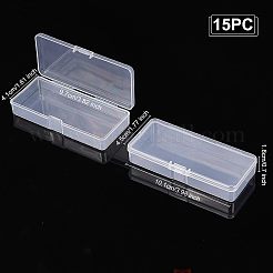クリアプラスチックビーズ収納ケース  ヒンジ付き蓋付き  フリップカバー  長方形  ホワイト  10.1x4.5x1.8cm  インナーサイズ：9.7x4.1センチメートル&nbsp;CON-WH0074-59