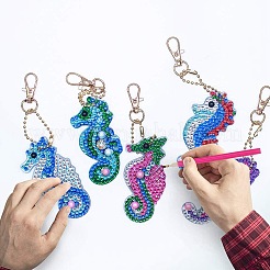 DIY 5D Sea Horse Diamond Painting Keychain Kit&nbsp;DIY-WH0161-59A