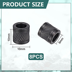 304ステンレススチール製艶出しヨーロピアンビーズ8個  大穴ビーズ  コラム  ブラック  10x10mm  穴：6mm&nbsp;STAS-UN0065-07EB