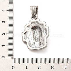 チベット風 304 ステンレススチールペンダント  女性  アンティークシルバー  30x23x6.5mm  穴：8.5x4.5mm&nbsp;STAS-M334-25AS
