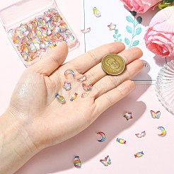 105個 7スタイル レインボーカラー レジンカボション  ネイルアートの装飾の付属品  混合図形  4.5~11x7.5~11.5x1.5~3.5mm  15個/スタイル&nbsp;MRMJ-CJ0001-38