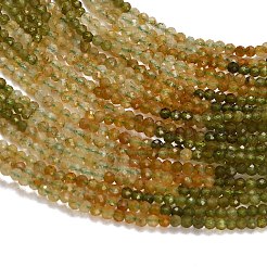 グラデーションカラーの天然黄緑色トルマリンビーズの連  多面カット  ラウンド  3mm  穴：0.5mm  約188~189個/連  15.35~15.55''（39~39.5センチメートル）&nbsp;GG-CBA767B-A01