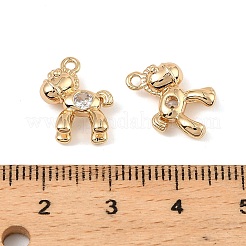 真鍮マイクロパヴェクリアキュービックジルコニアチャーム  犬チャーム  18KGP本金メッキ  14x11.5x5mm  穴：1.4mm&nbsp;KK-C155-25G