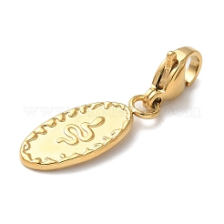 Oval with Snake Pattern 304 Stainless Steel Pendant Decorations&nbsp;STAS-G352-25G