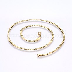 304ステンレススチールチェーンネックレス  カニカン付き  ゴールドカラー  19.69インチ（50cm）  3x1.2mm&nbsp;MAK-L015-33B