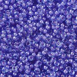 MIYUKIラウンドロカイユビーズ  日本製シードビーズ  （rr2270)ファンシーライニングアクアピンク  15/0  1.5mm  穴：0.7mm  約27777個/50g&nbsp;SEED-X0056-RR2270