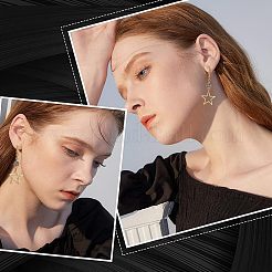 36個6スタイル304ステンレススチールリンクリング  スター＆ムーン  ゴールドカラー  13~25x10~21x1mm  6個/スタイル&nbsp;STAS-UN0031-83