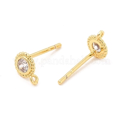 Brass Micro Pave Cubic Zirconia Stud Earring Findings&nbsp;ZIRC-P105-01G