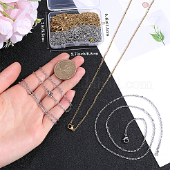 20Pcs 2 Colors Ion Plating(IP) 304 Stainless Steel Cable Chain Necklaces Set&nbsp;MAK-BBC0001-11C