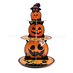 3段式ハロウィンパンプキン柄ペーパーカップケーキスタンド  厚紙製のデザートタワーを印刷する  ハロウィンパーティーのテーブルセンターピース  オレンジ  274x430mm&nbsp;TH-CBA171D-01A