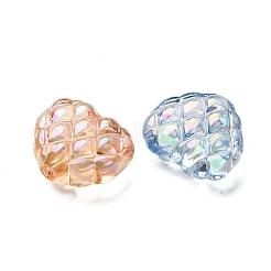 UVメッキ透明クラックルアクリルビーズ  ワッフルビーズ  虹色の  ミックスカラー  タータンハート  13.5x15.5x7mm  穴：2.2mm&nbsp;OACR-G052-10D