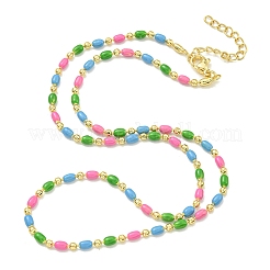 Brass Enamel Column Link Chain Necklaces&nbsp;NJEW-H039-10A-04G