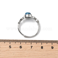 天然アパタイトの指輪  ラウンド  ラックメッキ真鍮のパーツ  プラチナ  8mm  内径：17~18mm&nbsp;RJEW-A084-04P-09