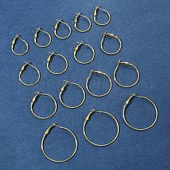 32個 4スタイル アイアン ハギー フープ イヤリング 金具  ゴールドカラー  22ゲージ  25~40x1.2~1.3mm  ピン：0.6mm&nbsp;IFIN-FS0001-50