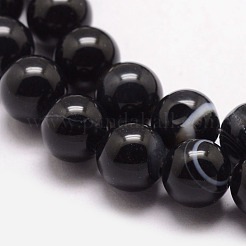 Natural Striped Agate/Banded Agate Bead Strands&nbsp;X-G-K166-13-10mm-05