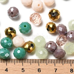 ガラスビーズ  多面カット  ロンデル  湯通しアーモンド  8x6mm  穴：1mm  約1210個/500g&nbsp;EGLA-A034-LM8mm-17