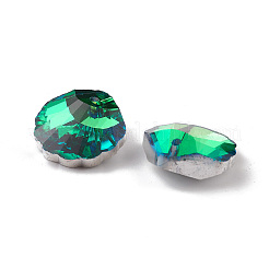 電気メッキガラスチャーム  バックメッキ  多面カット  シェルチャーム  グリーン  16x16x7~7.5mm  穴：1.4~1.5mm&nbsp;GLAA-A008-06A