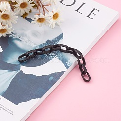 不透明なスプレー塗装アクリルリンクアズキチェーン  クイックリンクチェーン  ブラック  18.5x11.5x5mm  約39.37インチ（1m）/連&nbsp;AJEW-JB00913-03