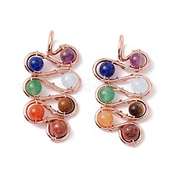 Natural Mixed Stone Brass Pendants&nbsp;FIND-E023-04