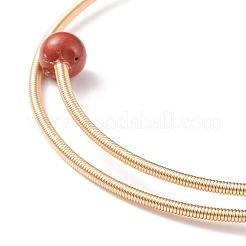 Natural Gemstone & Pearl Round Beaded Bangle&nbsp;BJEW-JB08464