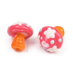 手作りのランプワークエナメルビーズ  手描きのビーズ  キノコ  オレンジ  17.5~18.5x15~15.5mm  穴：1.2mm&nbsp;LAMP-B055-02E