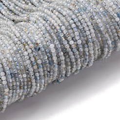 天然石アクアマリンビーズ連売り  ラウンド  多面カット  2mm  穴：0.5mm  約187~198個/連  14.84''~15''（37.7~38.1センチメートル）&nbsp;G-RM2025-A46-2mm-B