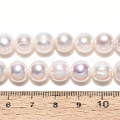 天然養殖淡水パールビーズ連売り  ポテト  乳白色  7.5~9.5x7.5~9.5mm  穴：0.6mm  約45~46個/連  15.35~15.55インチ（39~39.5cm）&nbsp;PEAR-N013-09D