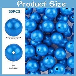 模造金属スタイルの丸型シリコンビーズ50個  ブルー  15mm  穴：2mm&nbsp;SIL-SZ0001-78E