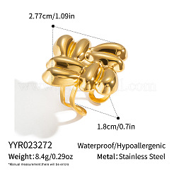 304ステンレススチールカフリング  幾何学模様の菱形リング（女性用）  ゴールドカラー  18mm&nbsp;LJ6925-2