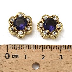 真鍮製マイクロパヴェキュービックジルコニアビーズ  花  18KGP本金メッキ  14.5x13.5x7.5mm  穴：1.6mm&nbsp;KK-B142-33G