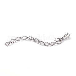 変色防止304ステンレススチールチェーンエクステンダー  ティアドロップチャーム付き  ステンレス鋼色  37x2.5mm&nbsp;STAS-L214-03B