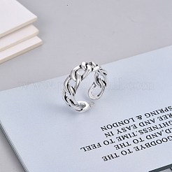 女性のための調節可能な真鍮の袖口の指輪  カーブチェーン  アンティークシルバー  usサイズ7 3/4(17.9mm)&nbsp;RJEW-BB70601