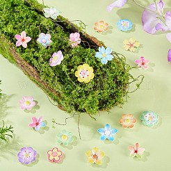 70個、7種類のスタイルの不透明樹脂エナメルカボション  花  ツートン  ミックスカラー  21~27x22~28x6~8.5mm  10個/スタイル&nbsp;CRES-TA0001-51