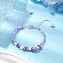 女性用調節可能な天然宝石編みブレスレット  内径：2~4インチ（5~10cm）&nbsp;BJEW-JB10997-02
