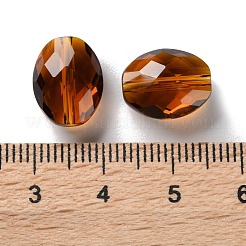 K9ガラス  模造オーストリアクリスタルビーズ  多面カット  オーバル  サドルブラウン  13x10x7mm  穴：1.5mm&nbsp;GLAA-R001-06A
