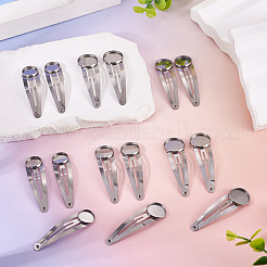 15個 3スタイル 304ステンレススチール スナップヘアクリップ ファインディング  ステンレス鋼色  52~56x14~17.5x2.5mm  トレイのサイズ：12~16mm  5個/スタイル&nbsp;STAS-TA0006-49