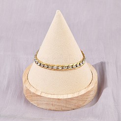 女性用304ステンレススチールカーブチェーンブレスレット  イオンプレーティング（ip）  ゴールデン·ステンレス鋼色  7-1/8インチ（18.2cm）&nbsp;BJEW-G757-14GP