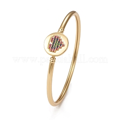Rack Plating Brass Micro Pave Cubic Zirconia Bangles&nbsp;BJEW-E071-22G-01