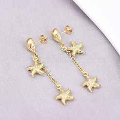 304 Stainless Steel Dangle Stud Earrings&nbsp;EJEW-P325-03G