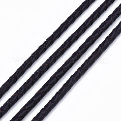 編みこみ牛革レザーコード  ブレスレット用レザーロープストリング  綿糸入り  インディゴ  4mm  約5.46ヤード（5m）/ロール&nbsp;NWIR-N005-01G-4mm